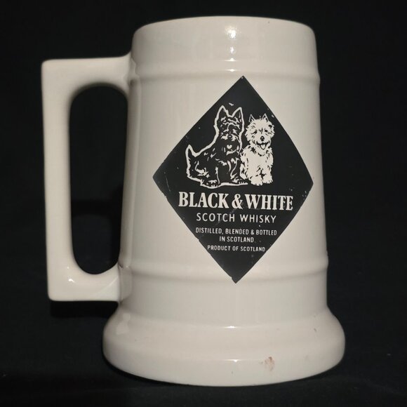 American Decorators Trenton, NJ. Black & White Scotch Whisky Ceramic Stein - Picture 1 of 4